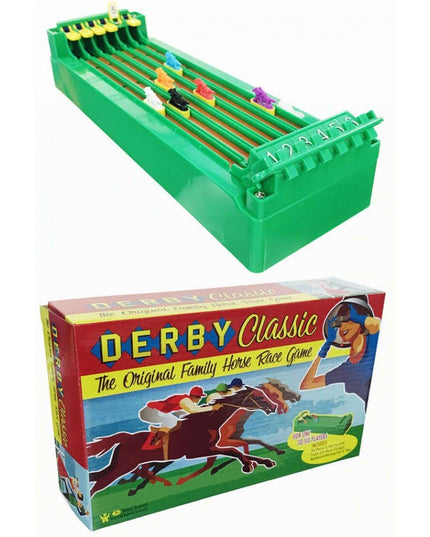 Back to Basics Derby Horse Race (Decision Derby) Battery Powered Desktop Tabletop Racing Game for Kids and Adults, Unisex, Multicolor, 6 Horses, 10" x 2.5" x 5"