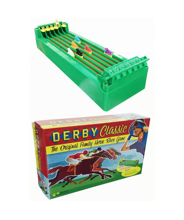 Back to Basics Derby Horse Race (Decision Derby) Battery Powered Desktop Tabletop Racing Game for Kids and Adults, Unisex, Multicolor, 6 Horses, 10" x 2.5" x 5"