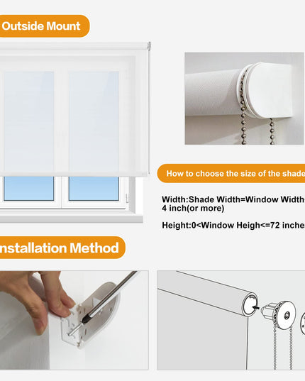 Persilux Light Filtering Roller Shades and Blinds for Windows (Off White)