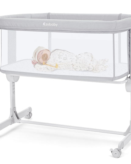 Ezebaby Baby Bassinet, Bedside Bassinet for Baby, Portable Baby Bassinets Bedside Sleeper for Newborn Baby Infants with Adjustable 7 Heights and All Mesh Sides, Mattress & Sheet Included