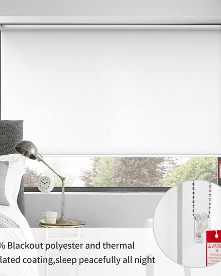 Homebox 100% Blackout Roller Window Shades, White, 119.38 cm W x 182.88 cm H