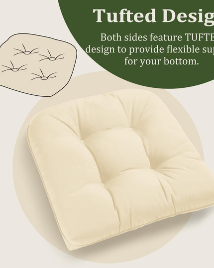 LOVTEX Indoor/Outdoor Tufted Seat Cushions for Patio Furniture 1 ONLY , 50x50 CM in Beige Outdoor Chair Cushions - Overstuffed Patio Furniture Cushions for Wicker Chair with Round Corner WITHOUT TIES
