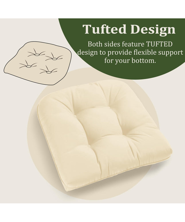 LOVTEX Indoor/Outdoor Tufted Seat Cushions for Patio Furniture 1 ONLY , 50x50 CM in Beige Outdoor Chair Cushions - Overstuffed Patio Furniture Cushions for Wicker Chair with Round Corner WITHOUT TIES