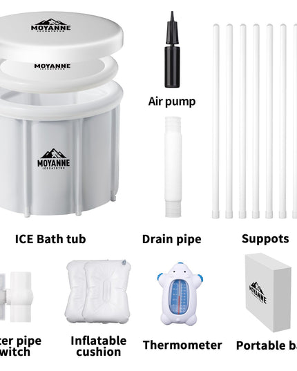Moyanne Large Size ice bath cold plunge tub for athletes pod portable,Multiple Layered Portable Ice Pod for Recovery and Cold Water Therapy, Cold Plunge Tub for Outdoor, ice baths at home (white)