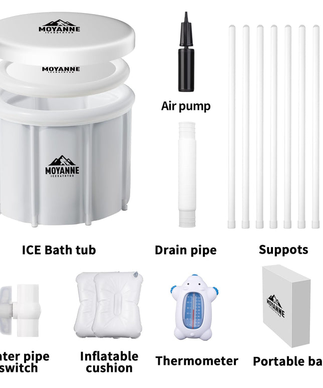 Moyanne Large Size ice bath cold plunge tub for athletes pod portable,Multiple Layered Portable Ice Pod for Recovery and Cold Water Therapy, Cold Plunge Tub for Outdoor, ice baths at home (white)
