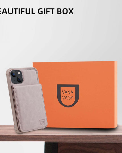 VANAVAGY Compatible for iPhone 13/14 Wallet Case for Women and Men, Salmon Pink