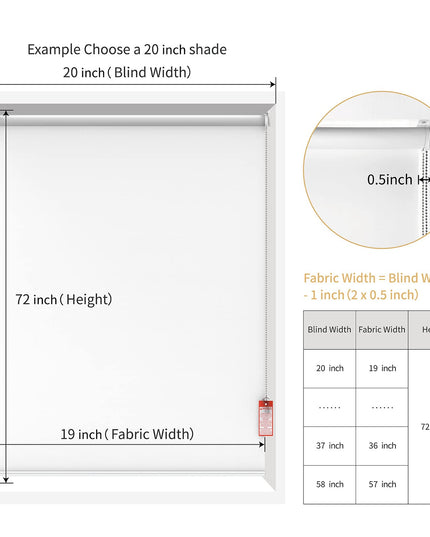 Homebox 100% Blackout Roller Window Shades, White, 119.38 cm W x 182.88 cm H