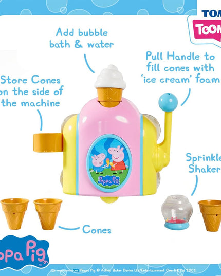 Toomies TOMY Peppa Pig Bubble Ice Cream Maker, Baby Bath Toy, Ice Cream Themed Bubble Making Toy, Kids Water Play Suitable For 18 Months, 2, 3 & 4 Year Old Boys & Girls