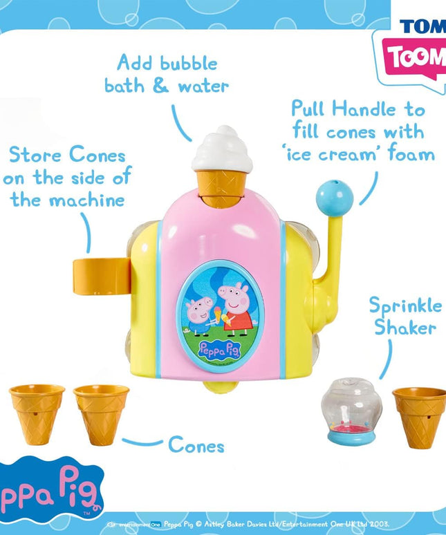 Toomies TOMY Peppa Pig Bubble Ice Cream Maker, Baby Bath Toy, Ice Cream Themed Bubble Making Toy, Kids Water Play Suitable For 18 Months, 2, 3 & 4 Year Old Boys & Girls
