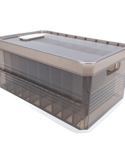 Foldable Closet Organizers, Clothing Compartment Storage Box Stackable Save Space Slide Rail Design Clear PP for Bedroom (with Lid 9 Grids)