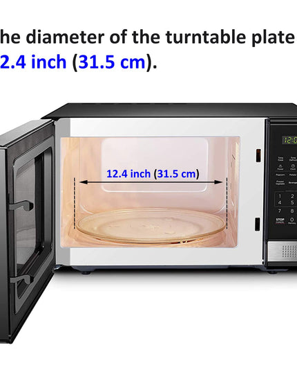Jolaxy 12.4" Turntable Plate Replacement for Panasonic Emerson Frigidaire Oster Toshiba Microwaves, 12 3/8" Glass Cooking Tray with a Glove, Turntable Diameter 12.4 inch (31.5 cm)