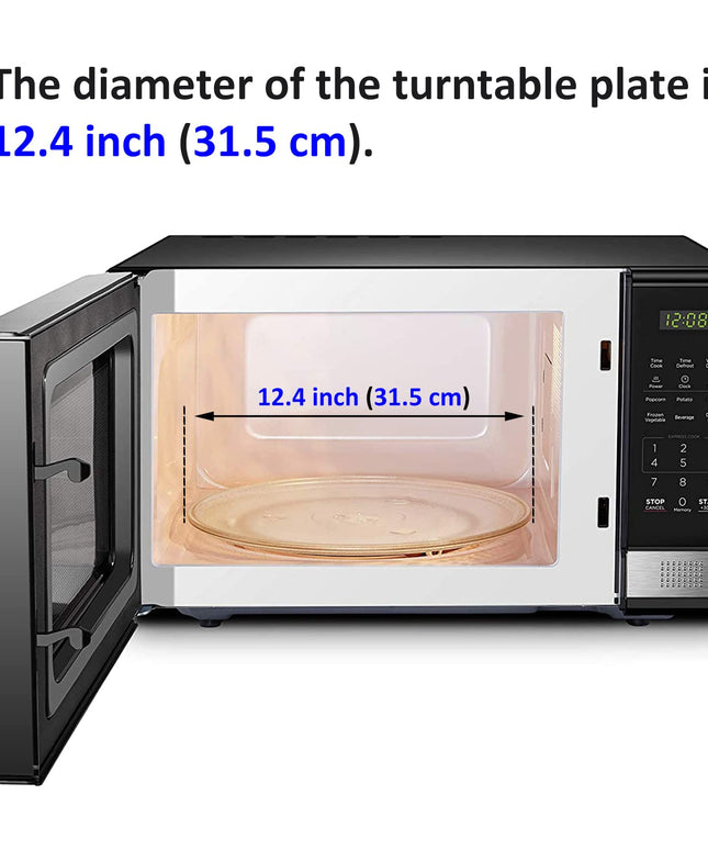 Jolaxy 12.4" Turntable Plate Replacement for Panasonic Emerson Frigidaire Oster Toshiba Microwaves, 12 3/8" Glass Cooking Tray with a Glove, Turntable Diameter 12.4 inch (31.5 cm)