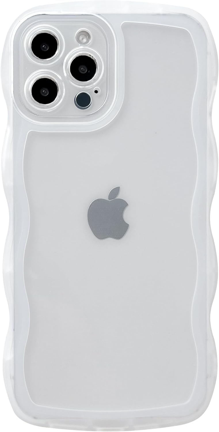 CEKKIENA clear wavy TPU case for iPhone 15 Pro Max, back view