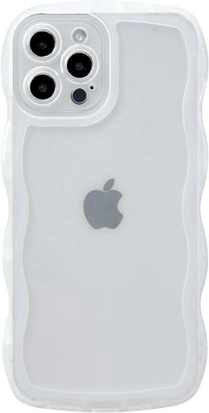 CEKKIENA clear wavy TPU case for iPhone 15 Pro Max, back view