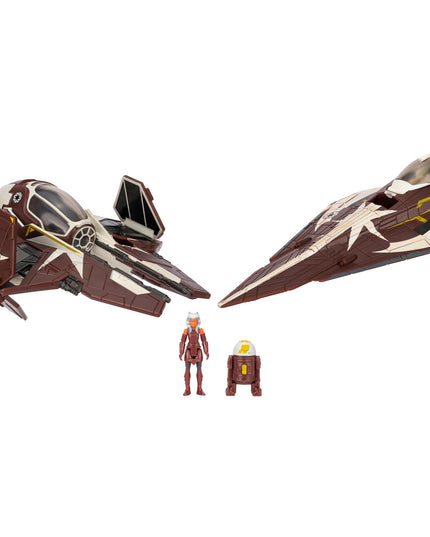 STAR WARS Micro Galaxy Squadron Ahsoka Tano’s Jedi Starfighters Set - 5-Inch and 3-Inch Vehicles Two 1-Inch Micro Figure Accessories