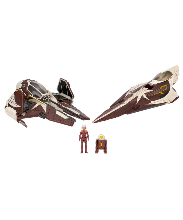 STAR WARS Micro Galaxy Squadron Ahsoka Tano’s Jedi Starfighters Set - 5-Inch and 3-Inch Vehicles Two 1-Inch Micro Figure Accessories