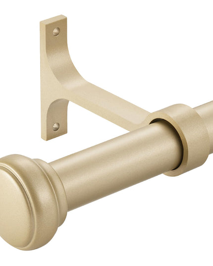 Heavy Curtain Rod, set of 2 pcs Adjustable Curtain Rod for Windows with Round Cap, Light Gold