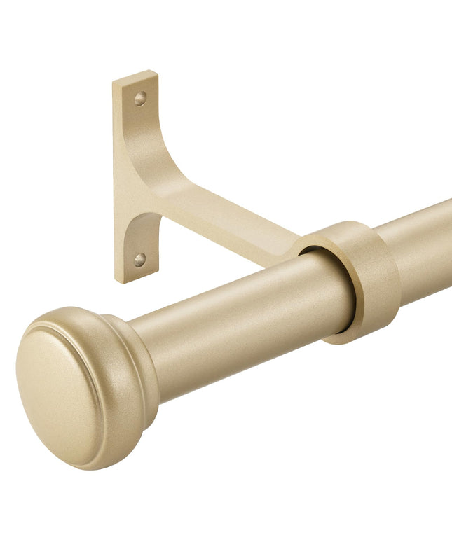 Heavy Curtain Rod, set of 2 pcs Adjustable Curtain Rod for Windows with Round Cap, Light Gold