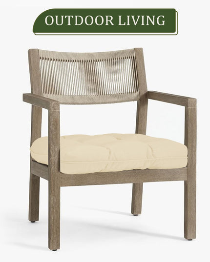 LOVTEX Indoor/Outdoor Tufted Seat Cushions for Patio Furniture 1 ONLY , 50x50 CM in Beige Outdoor Chair Cushions - Overstuffed Patio Furniture Cushions for Wicker Chair with Round Corner WITHOUT TIES