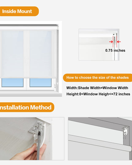 Persilux Light Filtering Roller Shades and Blinds for Windows (Off White)