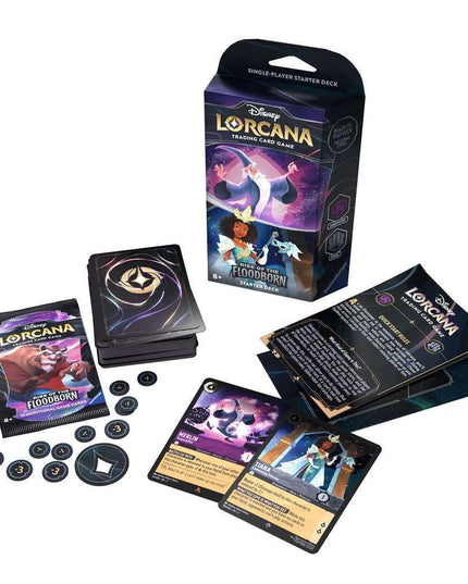 Ravensburger Disney Lorcana TCG: Rise of The Floodborn - Amethyst & Steel Starter Deck | Engaging Trading Card Game | Exciting Collection of Disney Artwork | Family-Friendly Fun | Ages 8 and Up