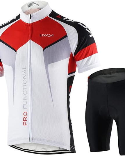 Lixada Men's Cycling Jersey Set Bicycle Short Sleeve Set Quick-Dry Breathable Shirt with 3D Cushion Shorts Padded