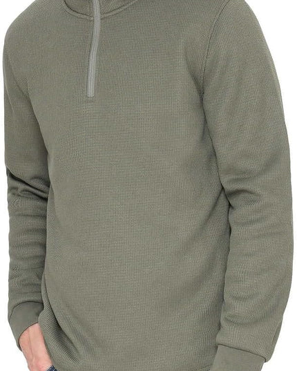 SIZE: S - BC Clothing Men’s Bonded Fleece Lined Body Lined Quarter Zip Pullover Top