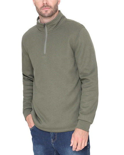 SIZE: S - BC Clothing Men’s Bonded Fleece Lined Body Lined Quarter Zip Pullover Top
