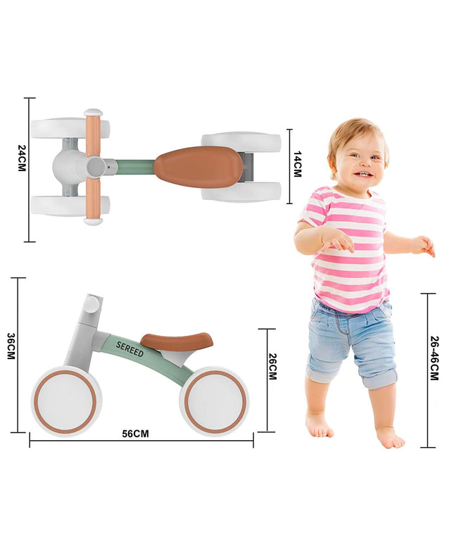 SEREED Children's Balance Bike from 1 Year, Balance Bike Toy for 12-36 Months Baby, First Bicycle without Pedal with 4 Wheels for Boys and Girls, Toddlers, First Birthday Gift