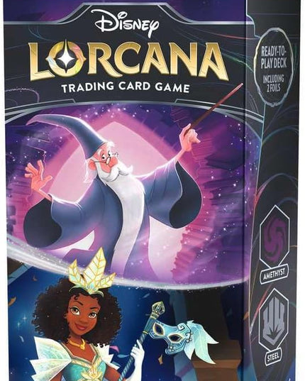 Ravensburger Disney Lorcana TCG: Rise of The Floodborn - Amethyst & Steel Starter Deck | Engaging Trading Card Game | Exciting Collection of Disney Artwork | Family-Friendly Fun | Ages 8 and Up
