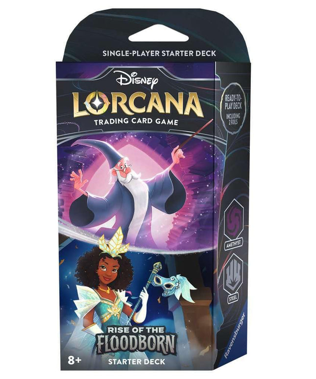 Ravensburger Disney Lorcana TCG: Rise of The Floodborn - Amethyst & Steel Starter Deck | Engaging Trading Card Game | Exciting Collection of Disney Artwork | Family-Friendly Fun | Ages 8 and Up