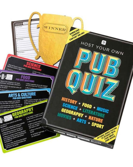 Talking Tables Pub Quiz, 1000 herausfordernde Fragen zu verschiedenen Themen, für Erwachsene Spielabend, Schwarz
