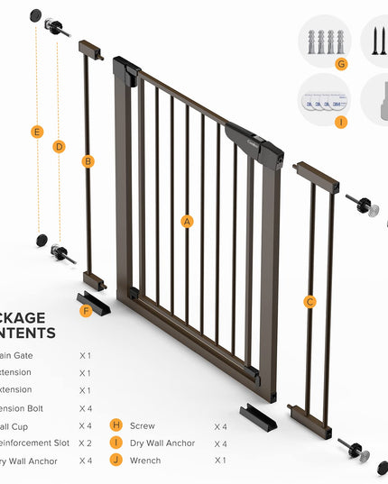 Cumbor 75-103 cm Baby Gate for Stairs, Mom's Choice Awards(Brown)