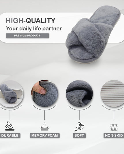 Women's Home Slippers | Memory Foam, Fuzzy, Soft and Warm Cozy