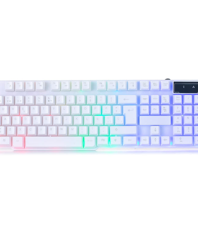 Orzly White Gaming Keyboard RGB USB Wired Rainbow Keyboard Designed for PC Gamers, PS4, PS5, Laptop, Xbox, Nintendo Switch, RX-250 Hornet Edition