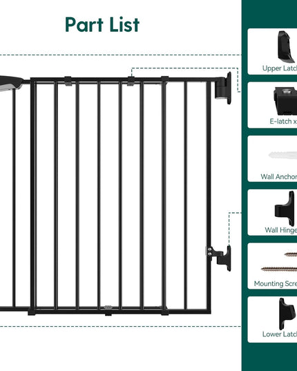 Babelio 66x109 cm No Bottom Bar Baby Gate for Babies, Elders and Pets(Black)