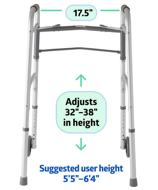Medline Lightweight Folding Walker with ,Supports up to 136 kg