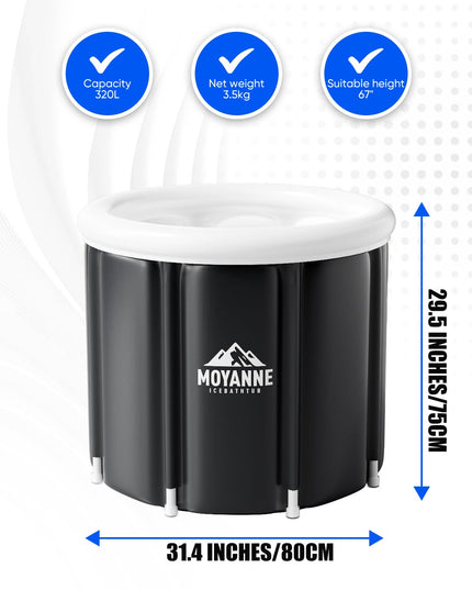 Moyanne Large Ice Bathtub for Athletes, Portable Multilayer Portable Ice Tray for Recovery and Cold Water Therapy, Cold Diving Tub for Outdoor, Ice Baths at Home (Black)