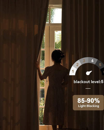 LIYAXUN Curtains with Hooks for Track System, Pinch Pleated Curtains Faux Linen 70% Blackout