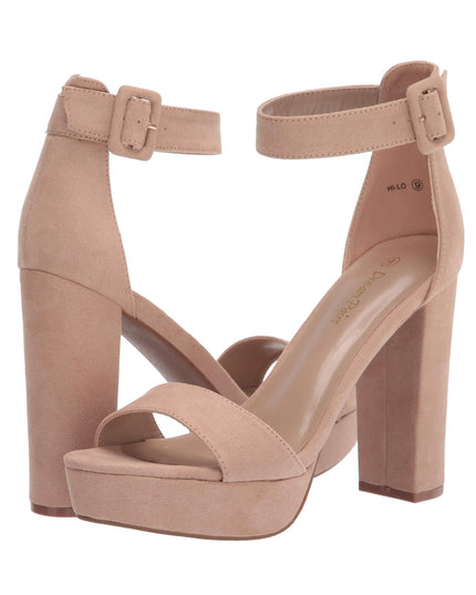 SIZE: 38 - DREAM PAIRS Womens Hi-Lo High Heel Platform Pump Sandal Nude Suede