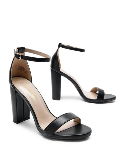 SIZE 38: DREAM PAIRS Women's Hi-Chunk Black Pu High Heel Pump Sandals