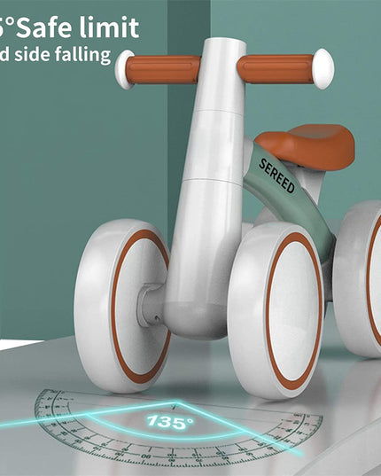 SEREED Children's Balance Bike from 1 Year, Balance Bike Toy for 12-36 Months Baby, First Bicycle without Pedal with 4 Wheels for Boys and Girls, Toddlers, First Birthday Gift