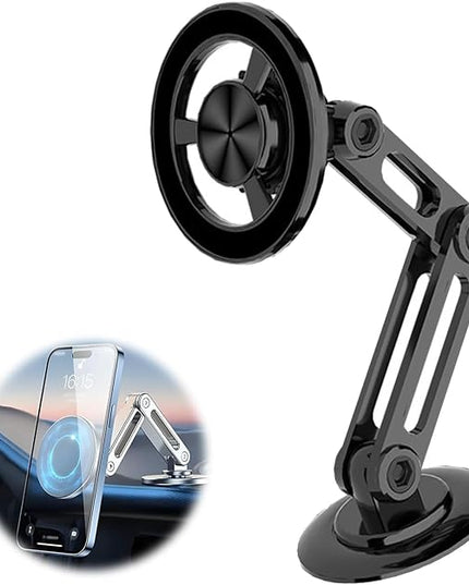 Universal 360° Pro - Car Phone Holder Magnetic Suction, Windshield Car Phone Holder Mount Dashboard/Suction Cup/Window, Hands-Free, Retractable, With Arm