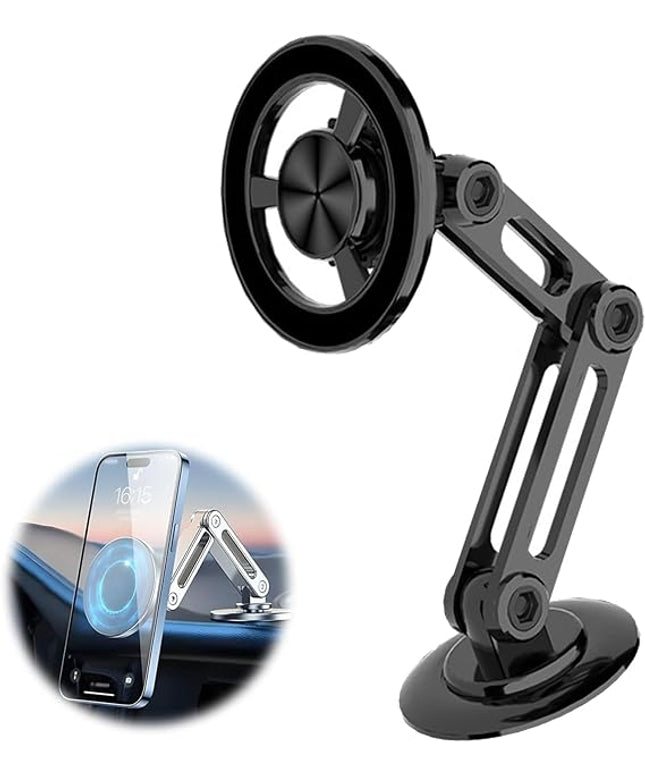 Universal 360° Pro - Car Phone Holder Magnetic Suction, Windshield Car Phone Holder Mount Dashboard/Suction Cup/Window, Hands-Free, Retractable, With Arm