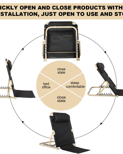 Menkxi Multifunction chair, adjustable lifting bed backrest (Black, 60 cm)