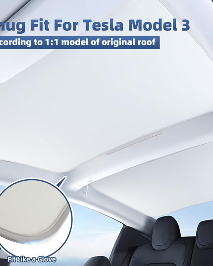 GOGOBAO 2024 Newest Sunshade Roof for Tesla Model 3 2024 No-Sag Design Roof Sun Shade for Tesla Model 3 Accessories 2024 (White)