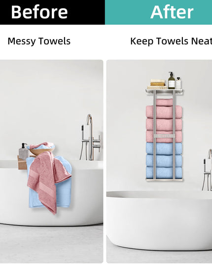 STWWO Bathroom Towel Storage for Bathroom,Wall Towel Rack for Roled Towels