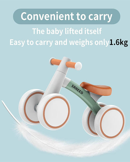 SEREED Children's Balance Bike from 1 Year, Balance Bike Toy for 12-36 Months Baby, First Bicycle without Pedal with 4 Wheels for Boys and Girls, Toddlers, First Birthday Gift