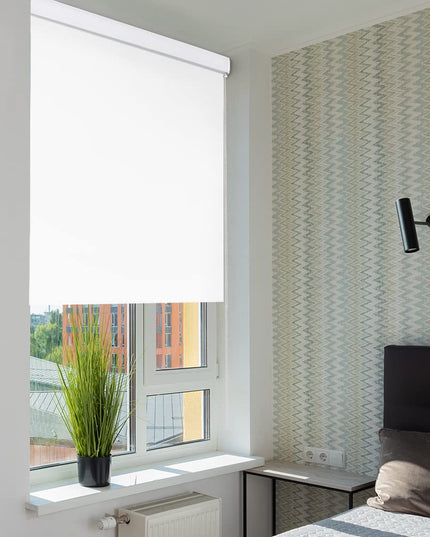 KCO Blackout Roller Shade Blinds for Windows with Valance Cover, 93.98 cm W x 182.88 cm L, White