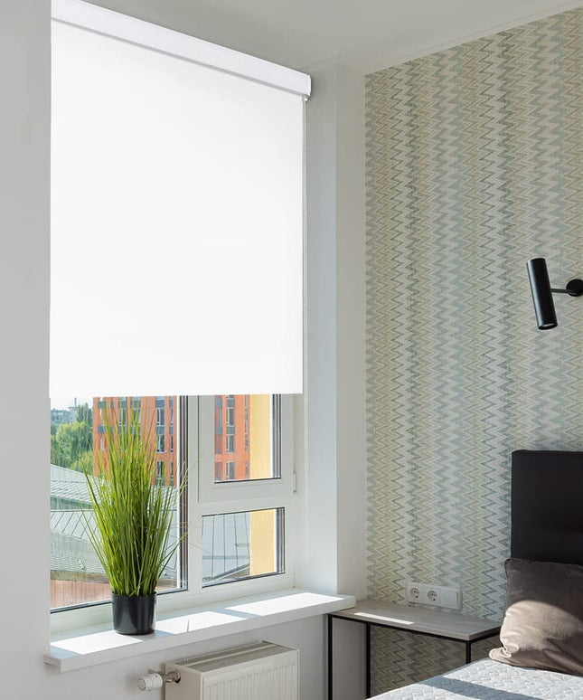 KCO Blackout Roller Shade Blinds for Windows with Valance Cover, 93.98 cm W x 182.88 cm L, White